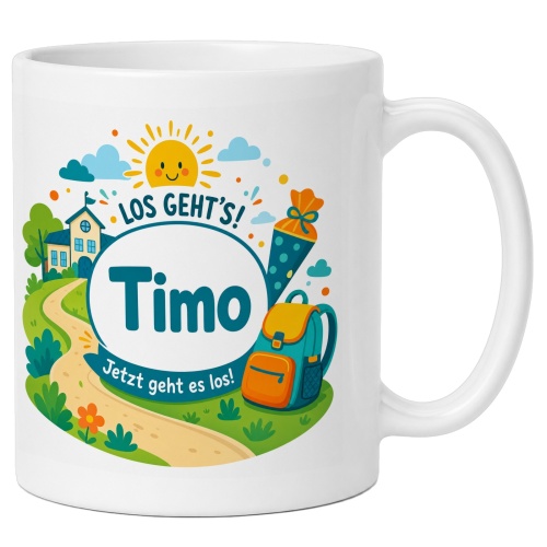 Tasse »Los gehts! Timo Jetzt geht es los!«