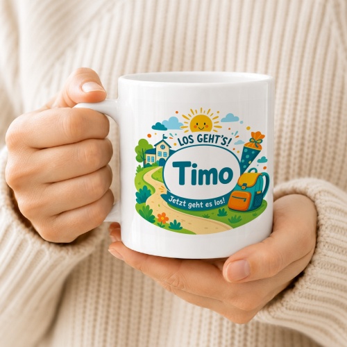 Tasse »Los gehts! Timo Jetzt geht es los!«