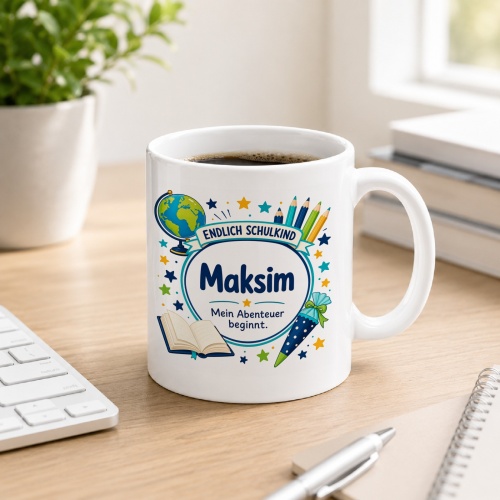 Tasse »Endlich Schulkind Maksim Mein Abenteuer...