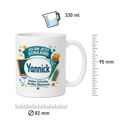 Tasse »Ich bin jetzt Schulkind Yannick«