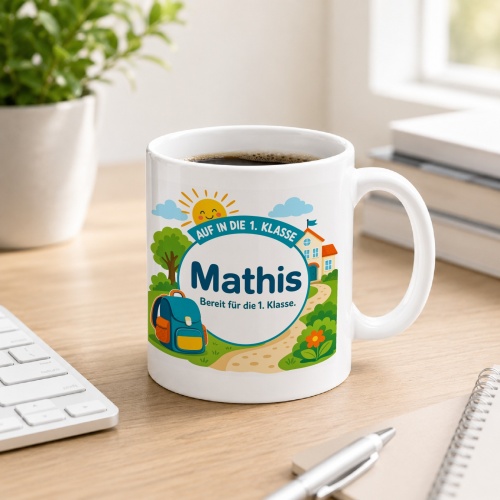 Tasse »Auf in die 1. Klasse Mathis Bereit für...