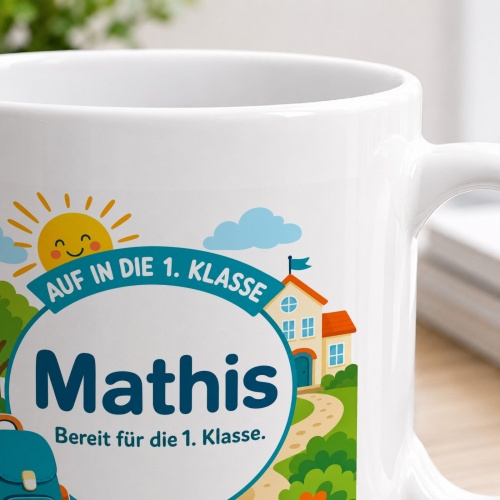 Tasse »Auf in die 1. Klasse Mathis Bereit für die 1. Klasse.«