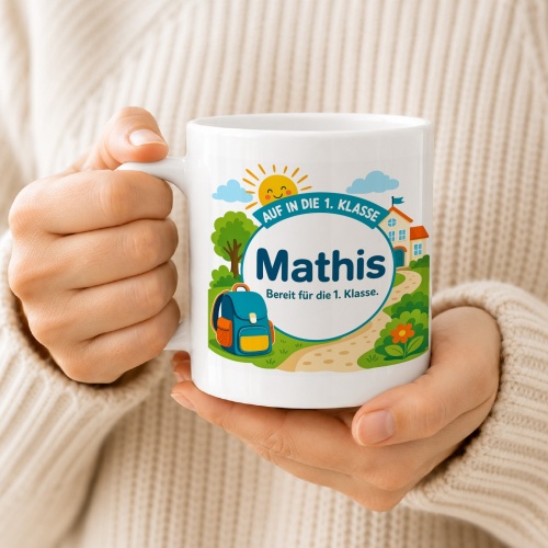 Tasse »Auf in die 1. Klasse Mathis Bereit für die 1. Klasse.«
