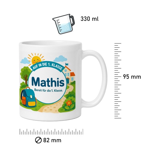 Tasse »Auf in die 1. Klasse Mathis Bereit für die 1. Klasse.«