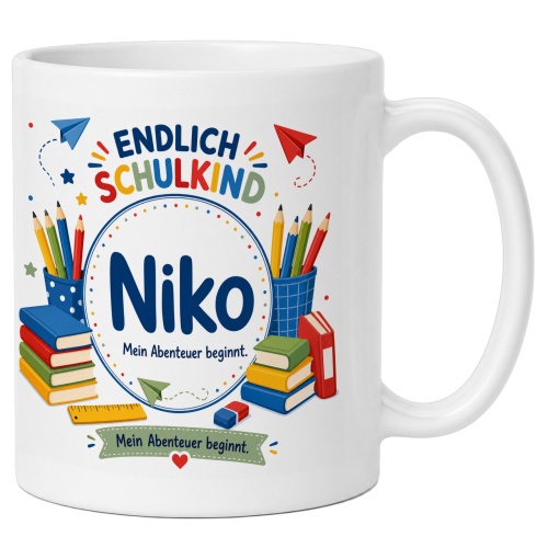 Tasse »Endlich Schulkind Niko Mein Abenteuer...