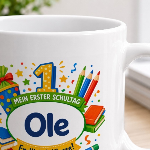 Tasse »Mein erster Schultag Ole Endlich 1. Klasse!«