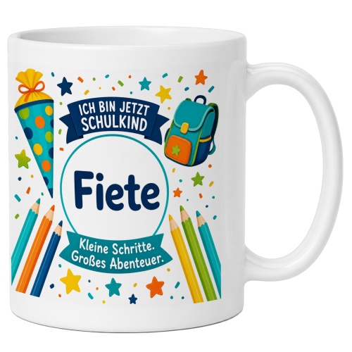 Tasse »Ich bin jetzt Schulkind Fiete«
