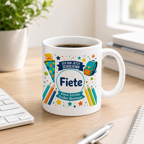 Tasse »Ich bin jetzt Schulkind Fiete«
