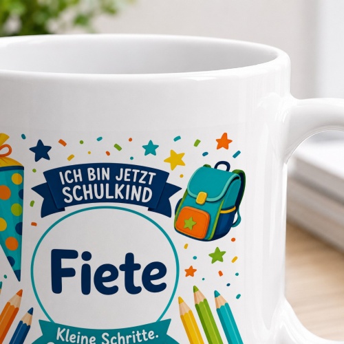 Tasse »Ich bin jetzt Schulkind Fiete«