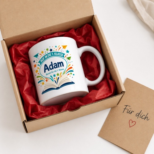 Tasse »Auf in die 1. Klasse Adam Bereit für die 1. Klasse.«
