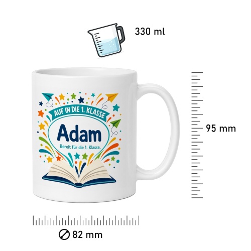 Tasse »Auf in die 1. Klasse Adam Bereit für die 1. Klasse.«