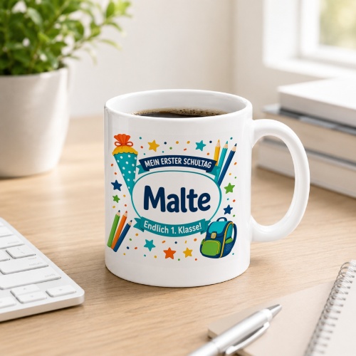 Tasse »Mein erster Schultag Malte Endlich 1....