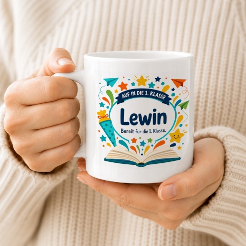 Tasse »Auf in die 1. Klasse Lewin Bereit für die 1. Klasse.«
