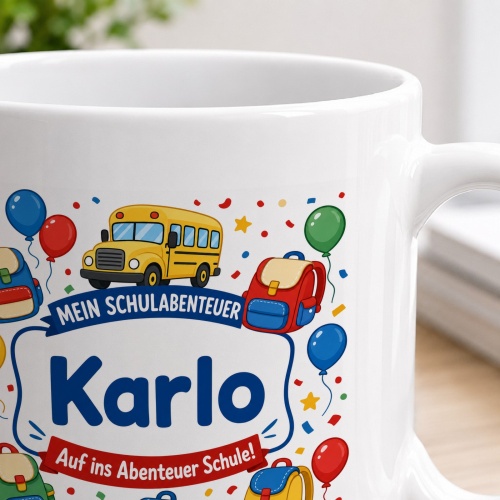 Tasse »Mein Schulabenteuer Karlo Auf ins Abenteuer Schule!«