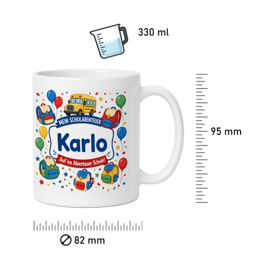 Tasse »Mein Schulabenteuer Karlo Auf ins Abenteuer Schule!«