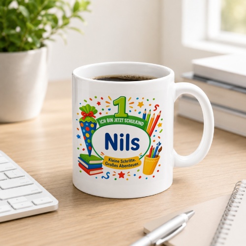 Tasse »Ich bin jetzt Schulkind Nils«