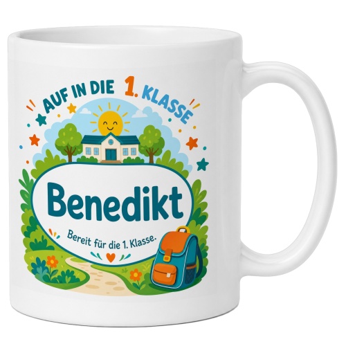 Tasse »Auf in die 1. Klasse Benedikt«