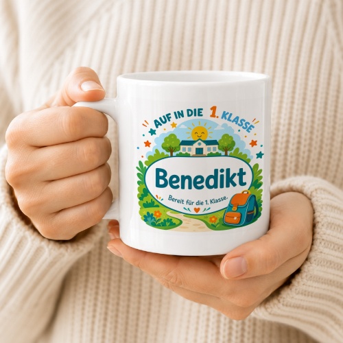 Tasse »Auf in die 1. Klasse Benedikt«