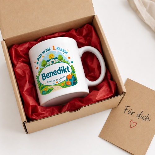 Tasse »Auf in die 1. Klasse Benedikt«