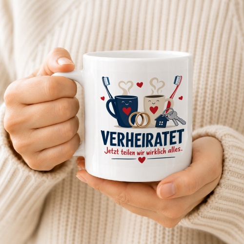 Tasse »Verheiratet – Jetzt teilen wir alles«