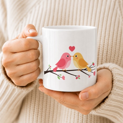 Tasse »Verliebte Vögel auf Ast«