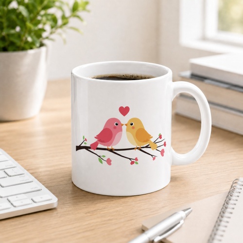 Tasse »Verliebte Vögel auf Ast«