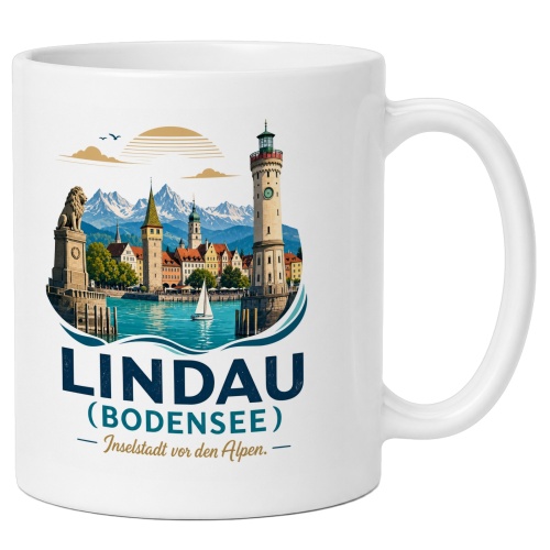 Tasse »Lindau (Bodensee) – Inselstadt vor den...