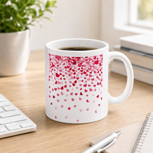 Tasse »Herzregen – rote & pinke Herzen«