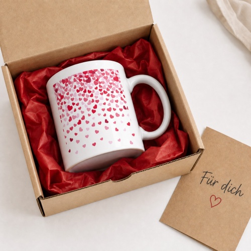 Tasse »Herzregen – rote & pinke Herzen«