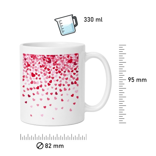 Tasse »Herzregen – rote & pinke Herzen«