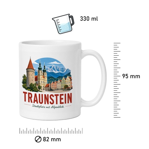 Tasse »Traunstein – Stadtplatz mit Alpenblick«