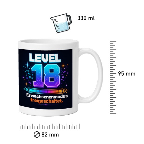 Tasse »Level 18 Erwachsenenmodus freigeschaltet.«