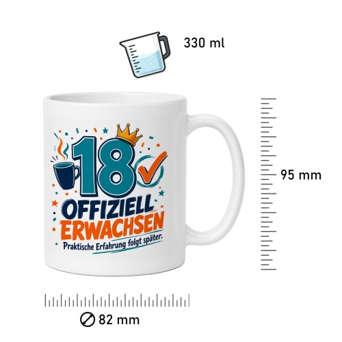 Tasse »18 offiziell erwachsen«