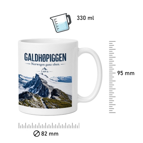 Tasse »Galdhøpiggen Norwegen ganz oben. 2.469 m«