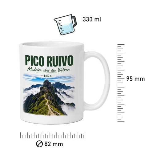 Tasse »Pico Ruivo Madeira über den Wolken. — 1.862 m —«