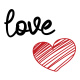 Tasse »love« mit Herzmotiv