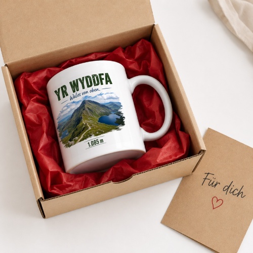 Tasse »Yr Wyddfa – Wales von oben. 1.085 m«