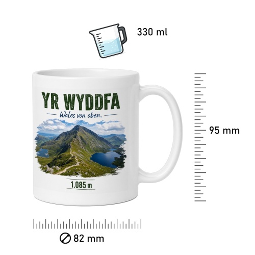 Tasse »Yr Wyddfa – Wales von oben. 1.085 m«