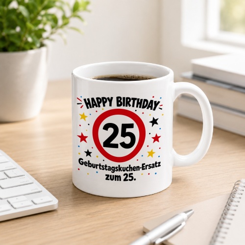 Tasse »Happy Birthday 25 Geburtstagskuchen-Ersatz...