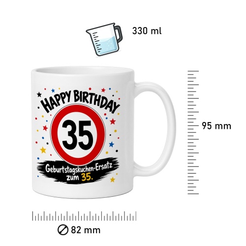 Tasse »Geburtstagskuchen-Ersatz zum 35.«