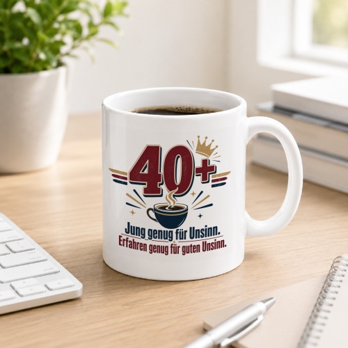 Tasse »40+ Jung genug für Unsinn.«