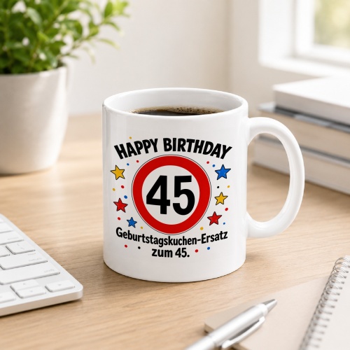 Tasse »Happy Birthday 45 Geburtstagskuchen-Ersatz...