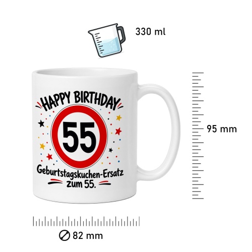 Tasse »Happy Birthday 55 Geburtstagskuchen-Ersatz zum 55.«