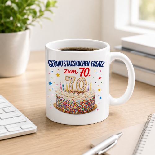 Tasse »Geburtstagskuchen-Ersatz zum 70.«