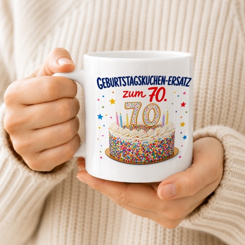 Tasse »Geburtstagskuchen-Ersatz zum 70.«