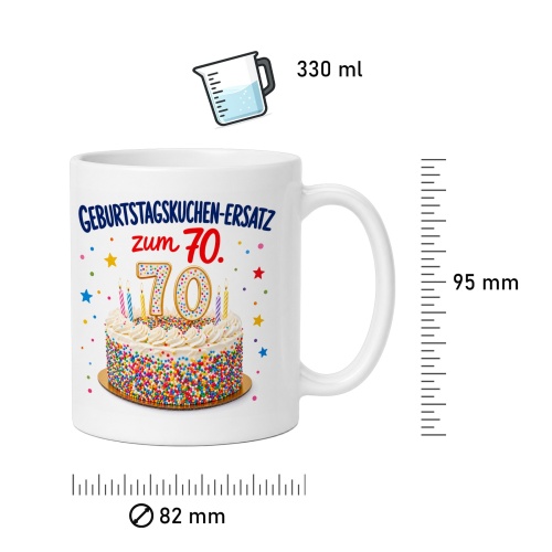 Tasse »Geburtstagskuchen-Ersatz zum 70.«