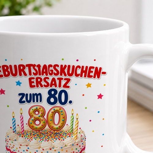 Tasse »Geburtstagskuchen-Ersatz zum 80.«