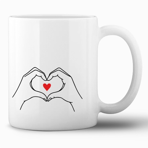 Tasse »Herzhände mit rotem Herz«