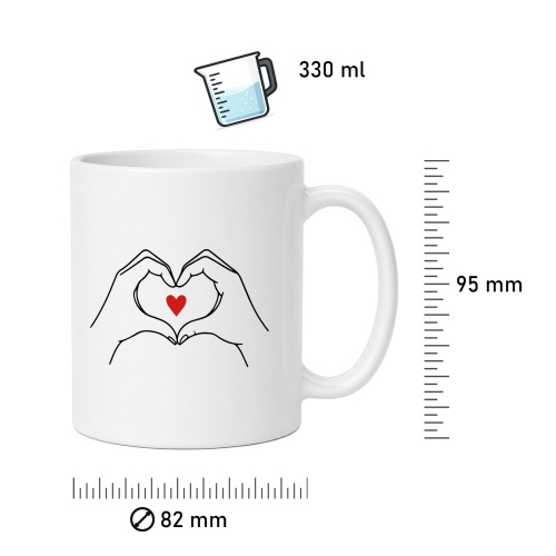 Tasse »Herzhände mit rotem Herz«