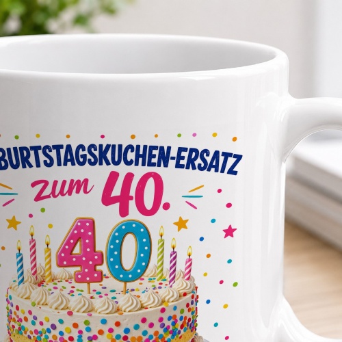 Tasse »Geburtstagskuchen-Ersatz zum 40.«